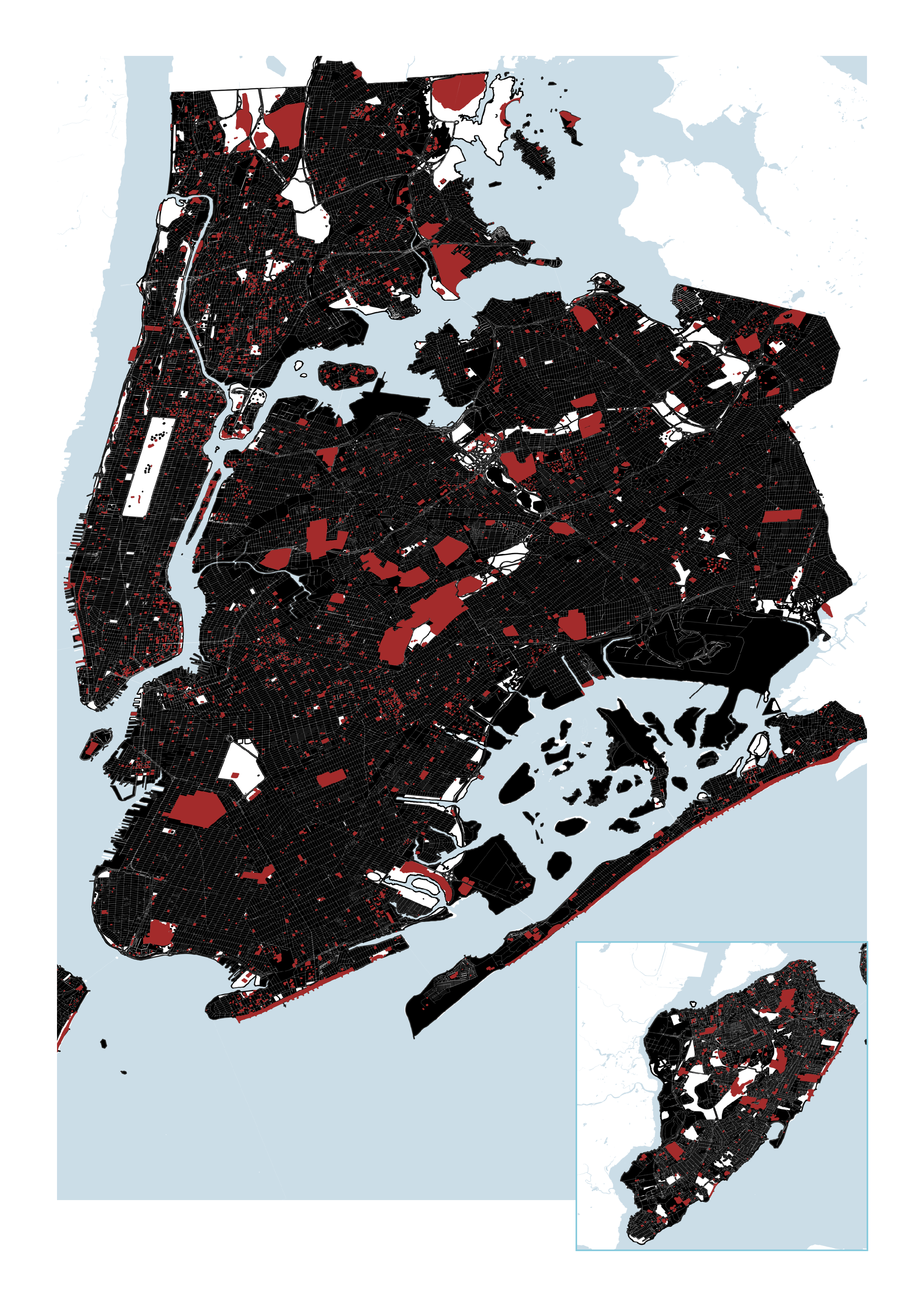 Map with highlights of closed spaces in April